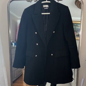 Mango Elegant Black Blazer with Silver Buttons